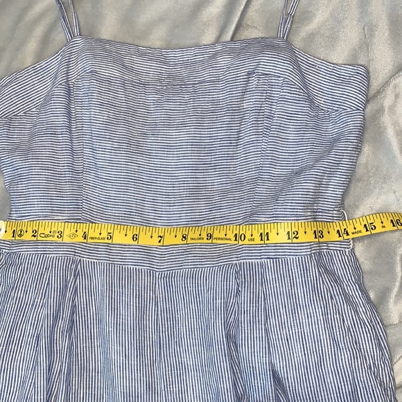 J CREW Spaghetti-strap jumpsuit striped beauchamps linen blue white wide leg 4 - Picture 12 of 14